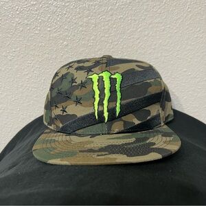 Monster Energy Hat Cap Snap Back Camouflage American Flag Embroidered Promo